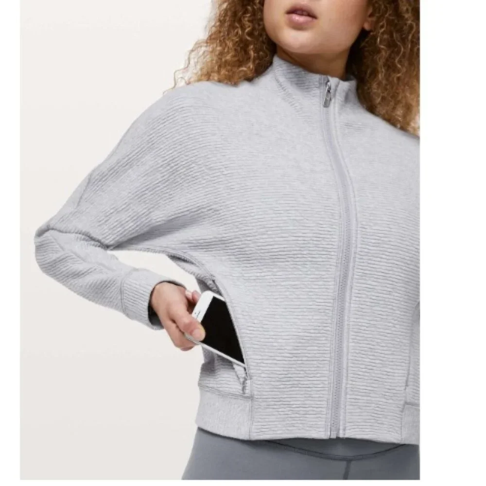 Lululemon Easy Going Jacket Heathered Silverscreen Grey | Size 4